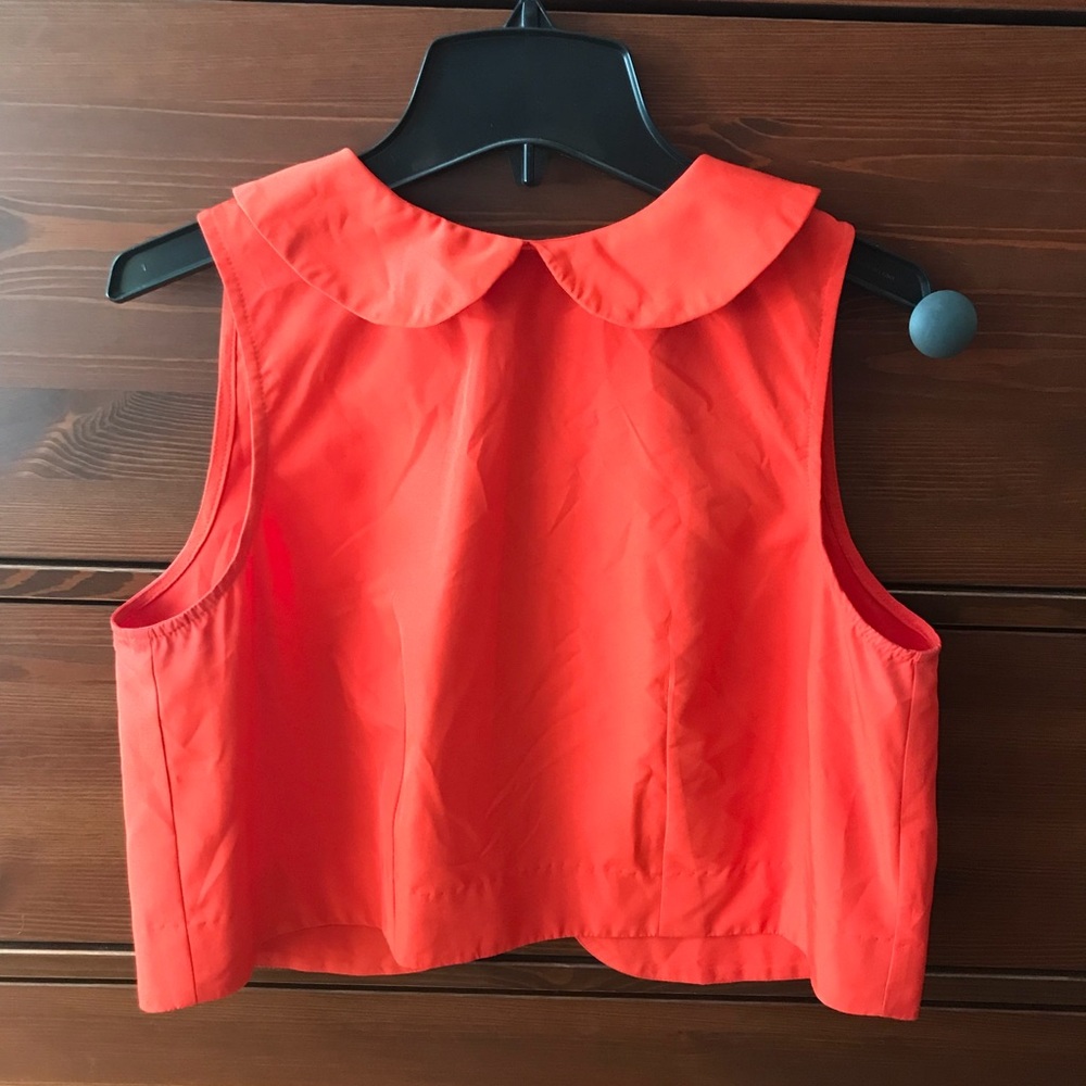 Red crop top w/ collar and open back